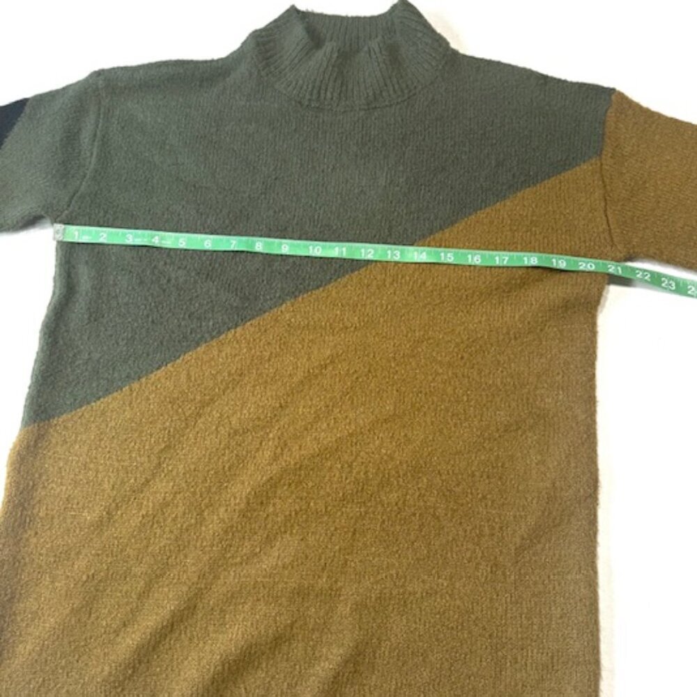 RDI Womens Sweater Long Sleeve Diagonal Color Blocked Brown Green Size XS/TP/XP - Picture 6 of 10